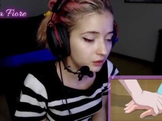 18yo youtuber gets sexually aroused watching hentai during the stream and masturbates - Emma Fiore