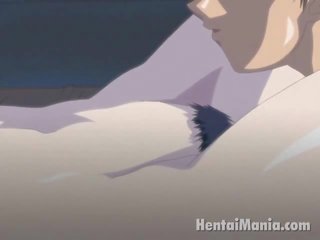 Sublime anime característica obtendo succulent uva dedos através cuecas