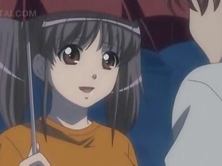 Anime słodkie adolescent pokaz jej ukłucie ssanie umiejętności