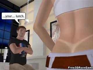 شهواني 3d رسوم متحركة شقراء كوكي يحصل على يمسح و مارس الجنس