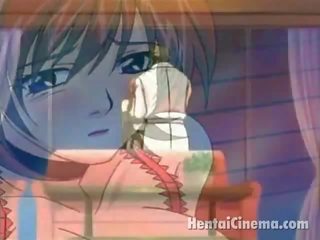 Pula buhok anime babaeng lobo sa groovy lingeria pagkuha kulay-rosas nipps teased sa pamamagitan ng kanya kaibigan