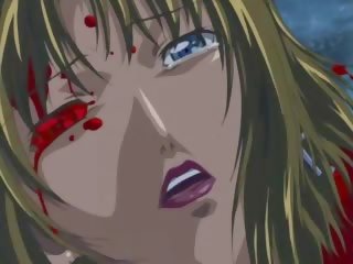 Amazing Hentai cartoons femme fatale busty chick fucking with blood
