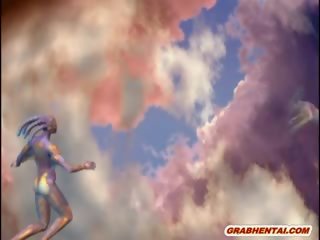 3d Angel Hentai With Bigboobs grand Poked In The Sky