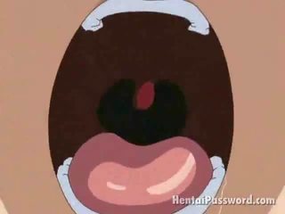 Winsome rambut pirang animasi penggoda wanita dengan besar buah dada mendapat mulut kacau di itu taman
