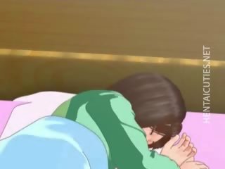 Hyggelig 3d anime unge kvinne ha en våt drøm