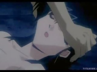 Exhausted animen harlot med knull super tuttar blir brutally slog av en demon