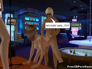 Glorious 3D cartoon blonde stripper gets fucked hard