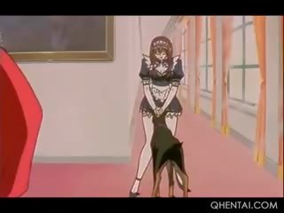 Hentai criadas follando strapon en orgia para su novio
