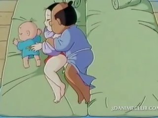 Passionate anime husband nailing hard his wifes pussy