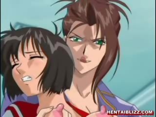 Jepang hentai damsel gets squeezed and clamp her susu